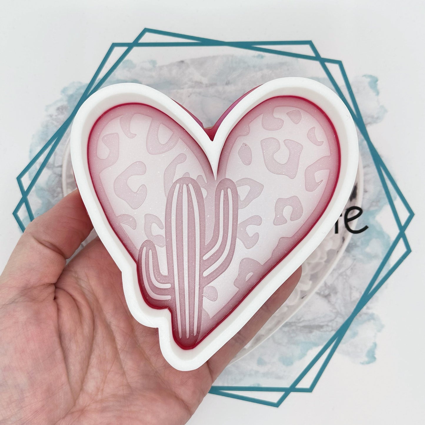 Leopard Heart & Cactus Freshie Mold