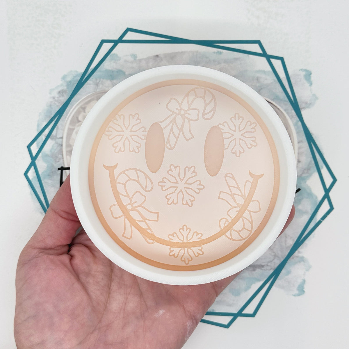 Smiley with Snowflakes & Candy Canes Freshie Mold