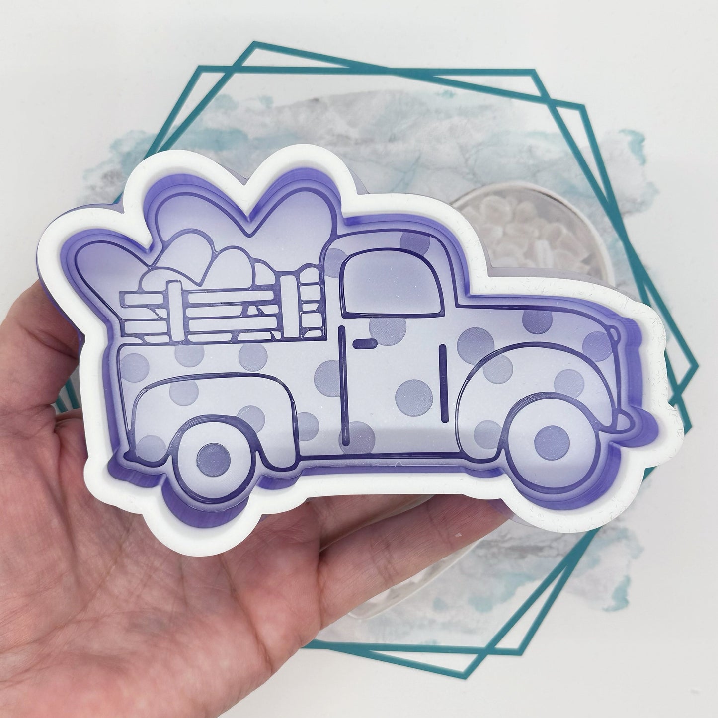 Polka Dot Truck with Hearts Freshie Mold