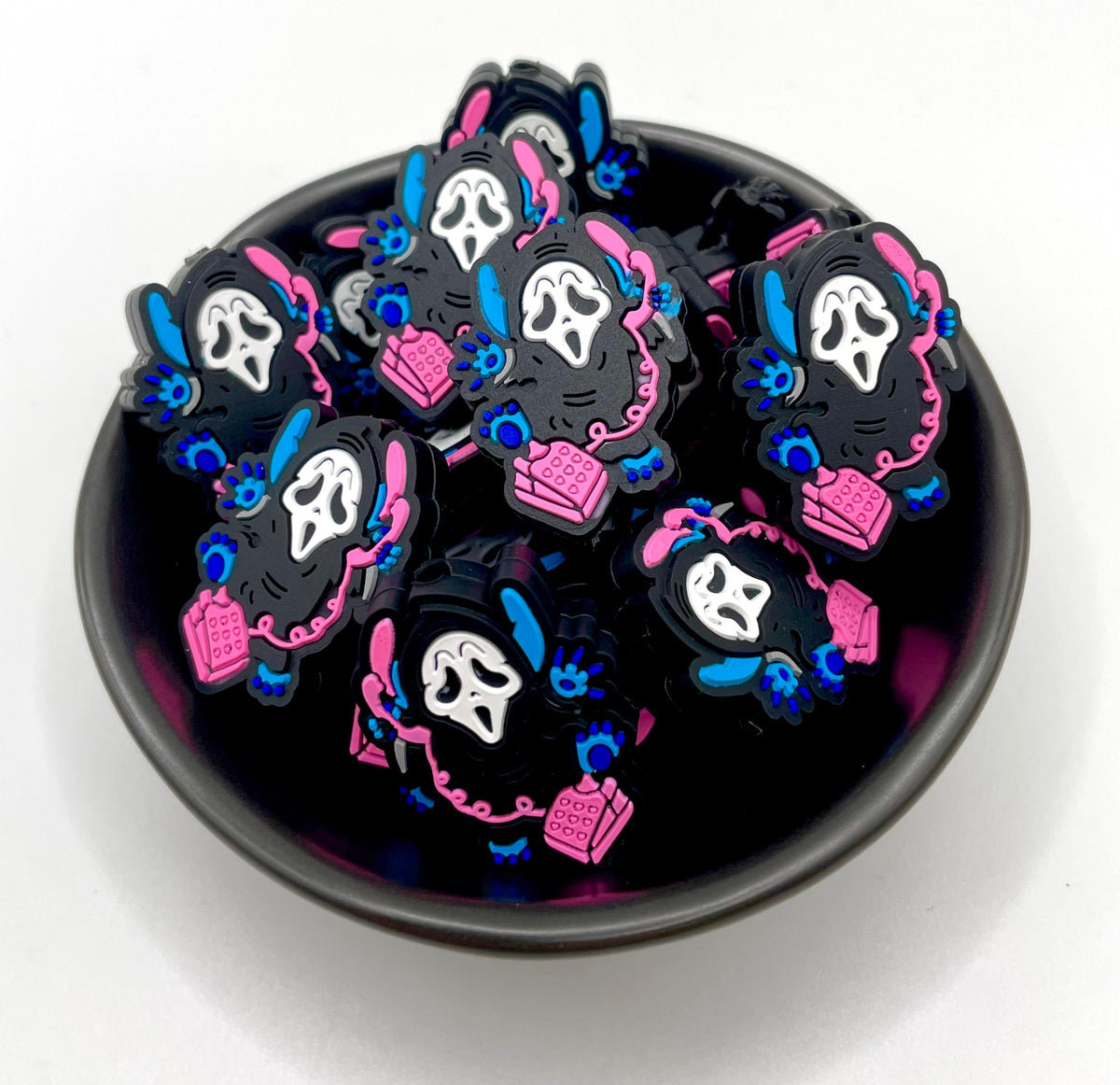 Cartoon Blue Guy Dressed In Halloween Scary Mask Focal Bead