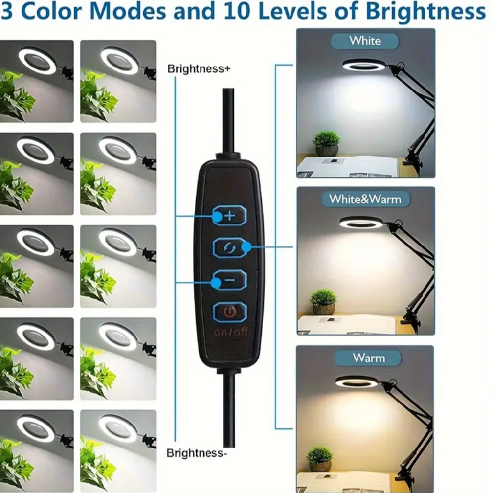 Magnifying LED Clamp On Light Lamp
