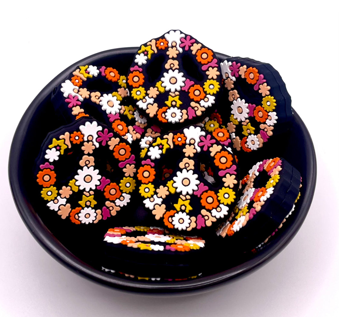 Flowery Peace Sign Focal Bead