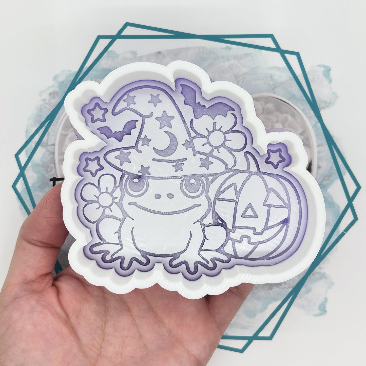 Witchy Frog with Pumpkin Freshie Mold