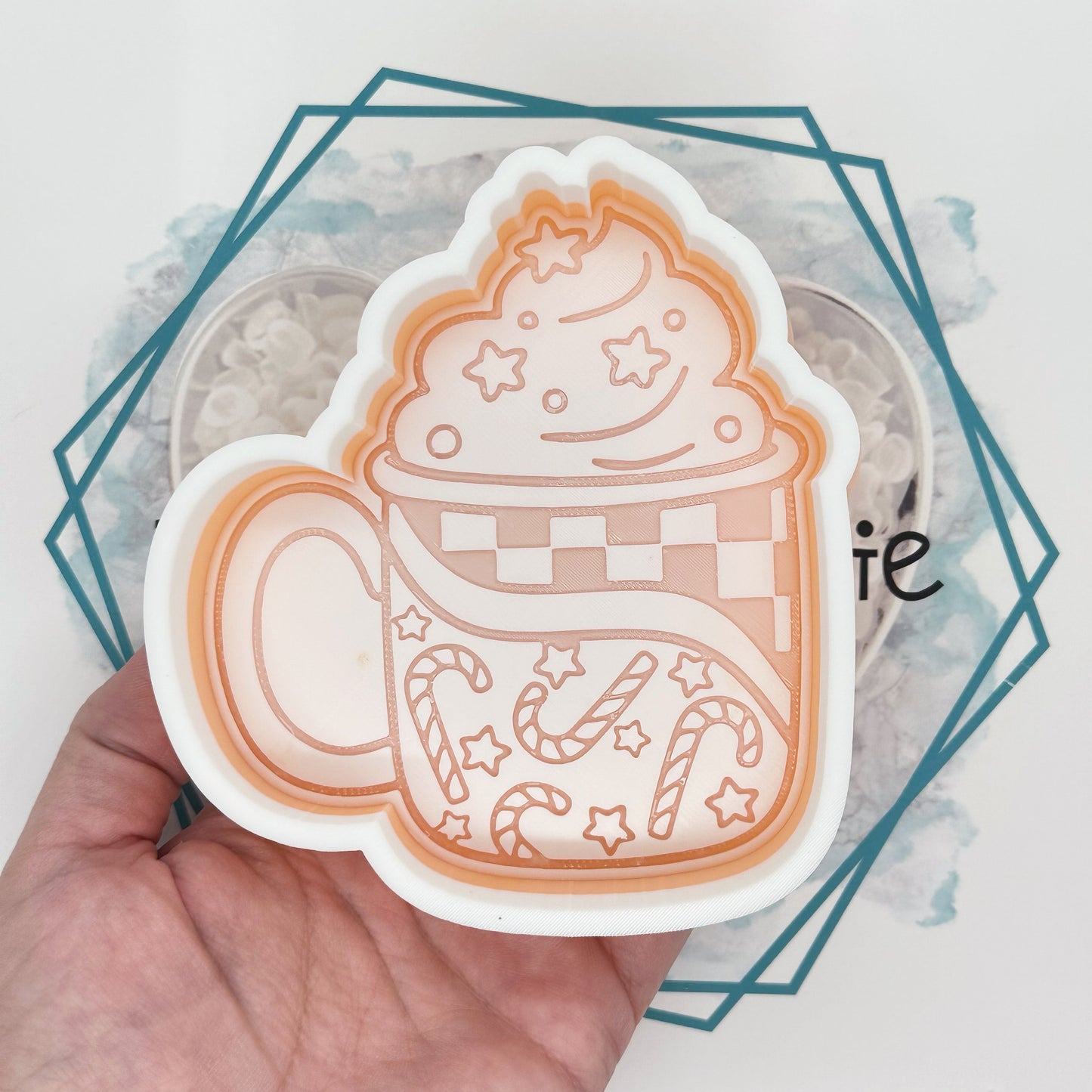 Checkered Candy Cane Mug Freshie Mold