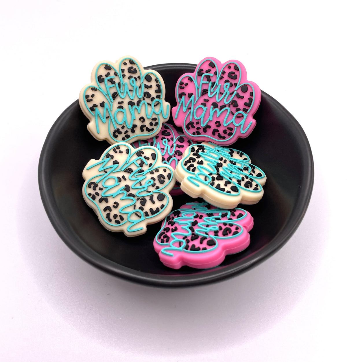 Leopard Fur Mama Paw Print Focal Bead