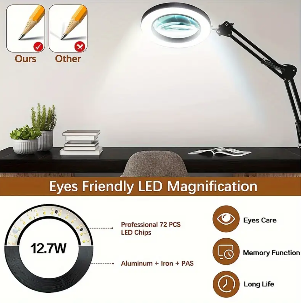 Magnifying LED Clamp On Light Lamp