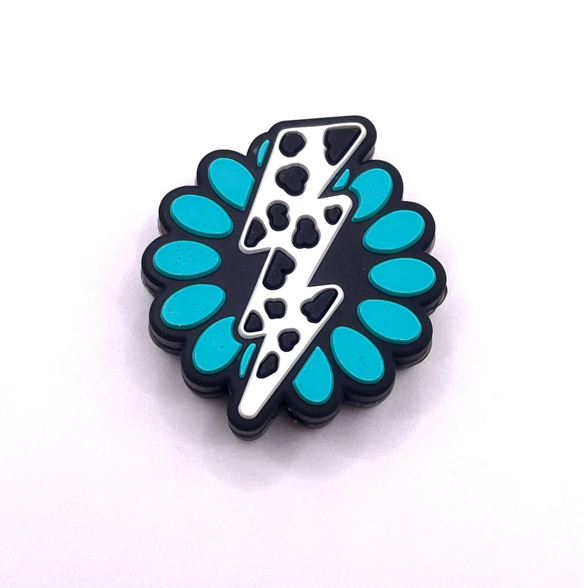 Cow Print Lightening Bolt Concho Focal Bead
