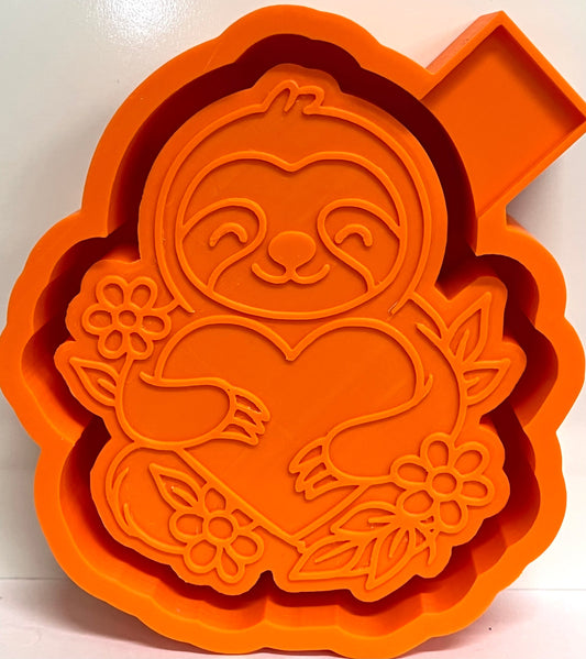 Valentine Sloth Holding Heart Mold