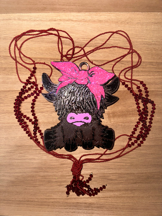 Highland Cow with Hairbow Hairband Car Freshie (3rd version)