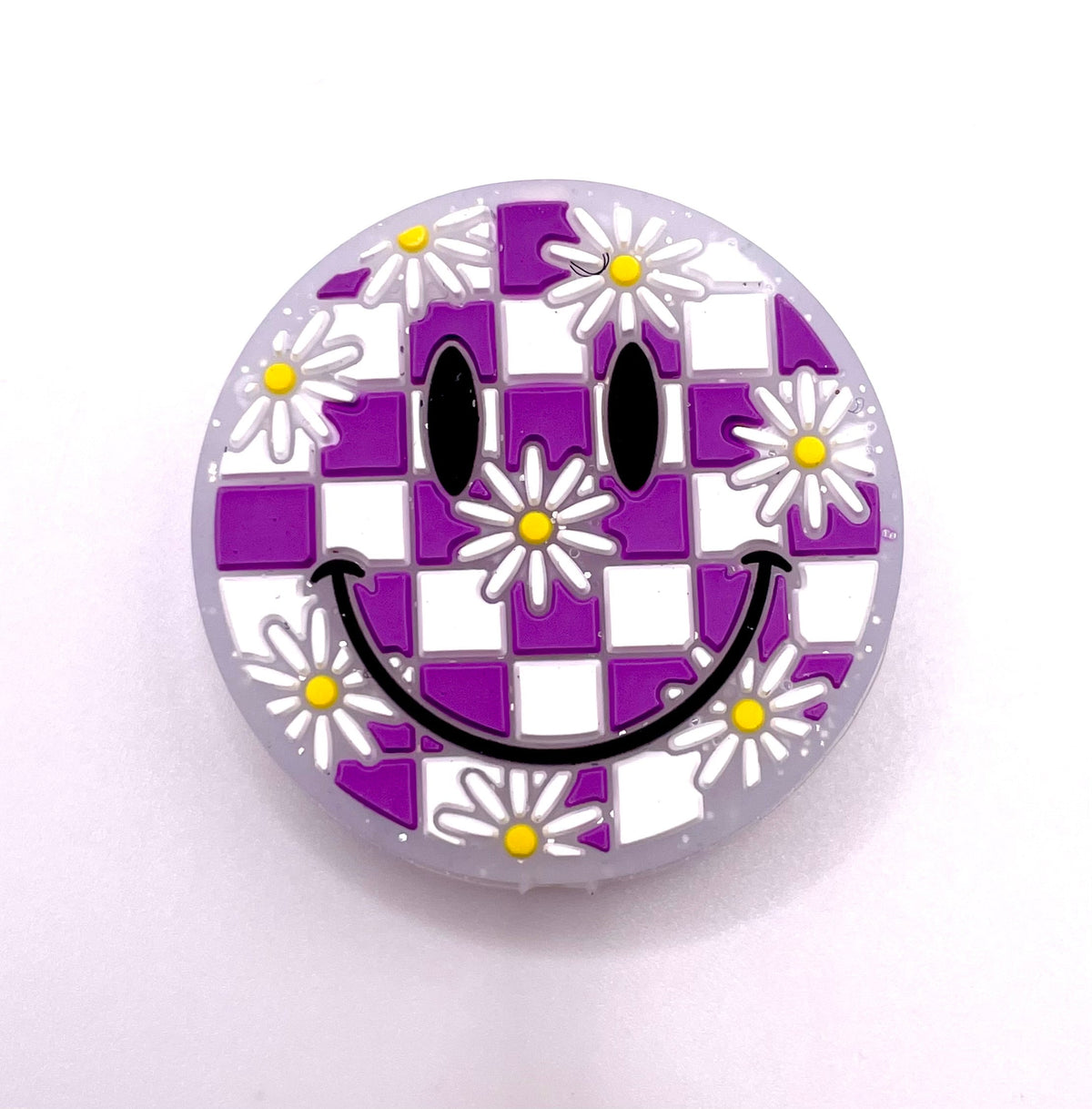 Checkered Daisy Smiley Focal Bead
