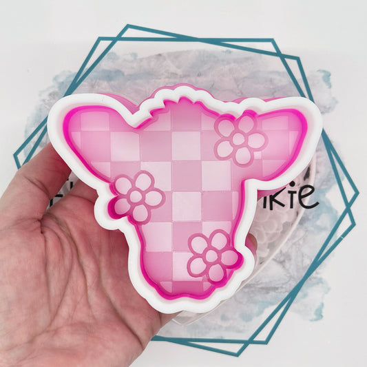 Checkered Cow with Flowers Freshie Mold