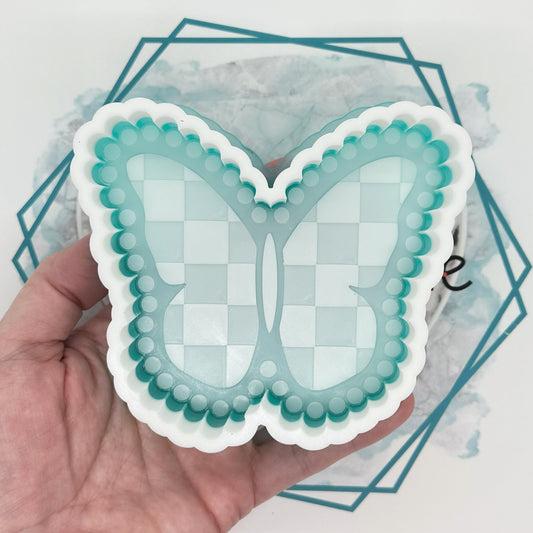 Checkered Turquoise Butterfly Freshie Mold