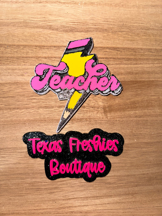 Back to School Teacher Pencil Lightning Bolt Car Freshie