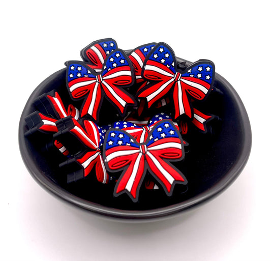 USA Flag Bow Focal Bead