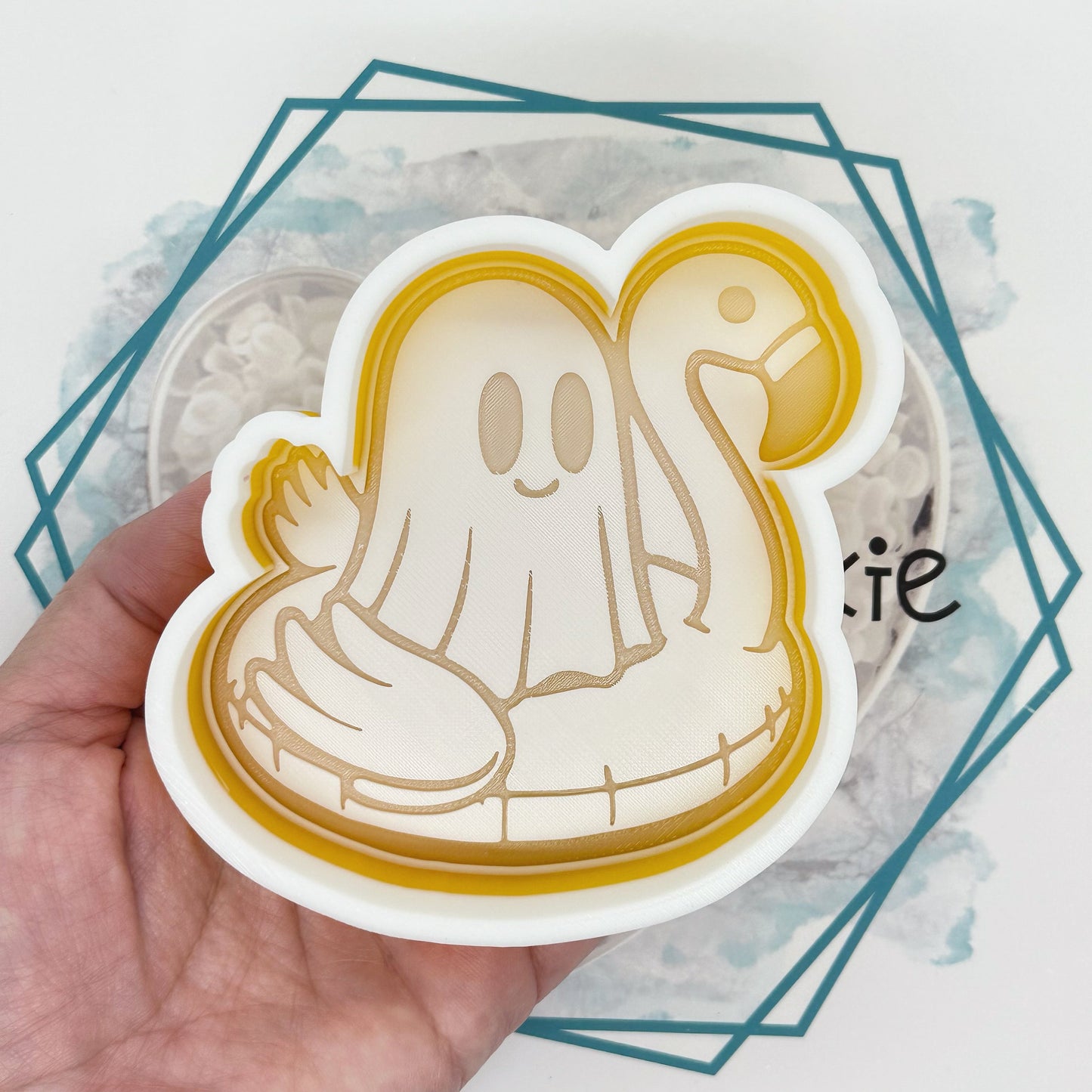 Flamingo Pool Float with Ghost Freshie Mold