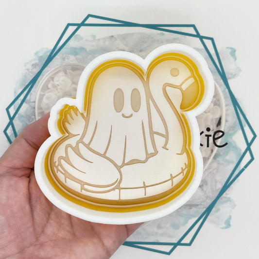Flamingo Pool Float with Ghost Freshie Mold