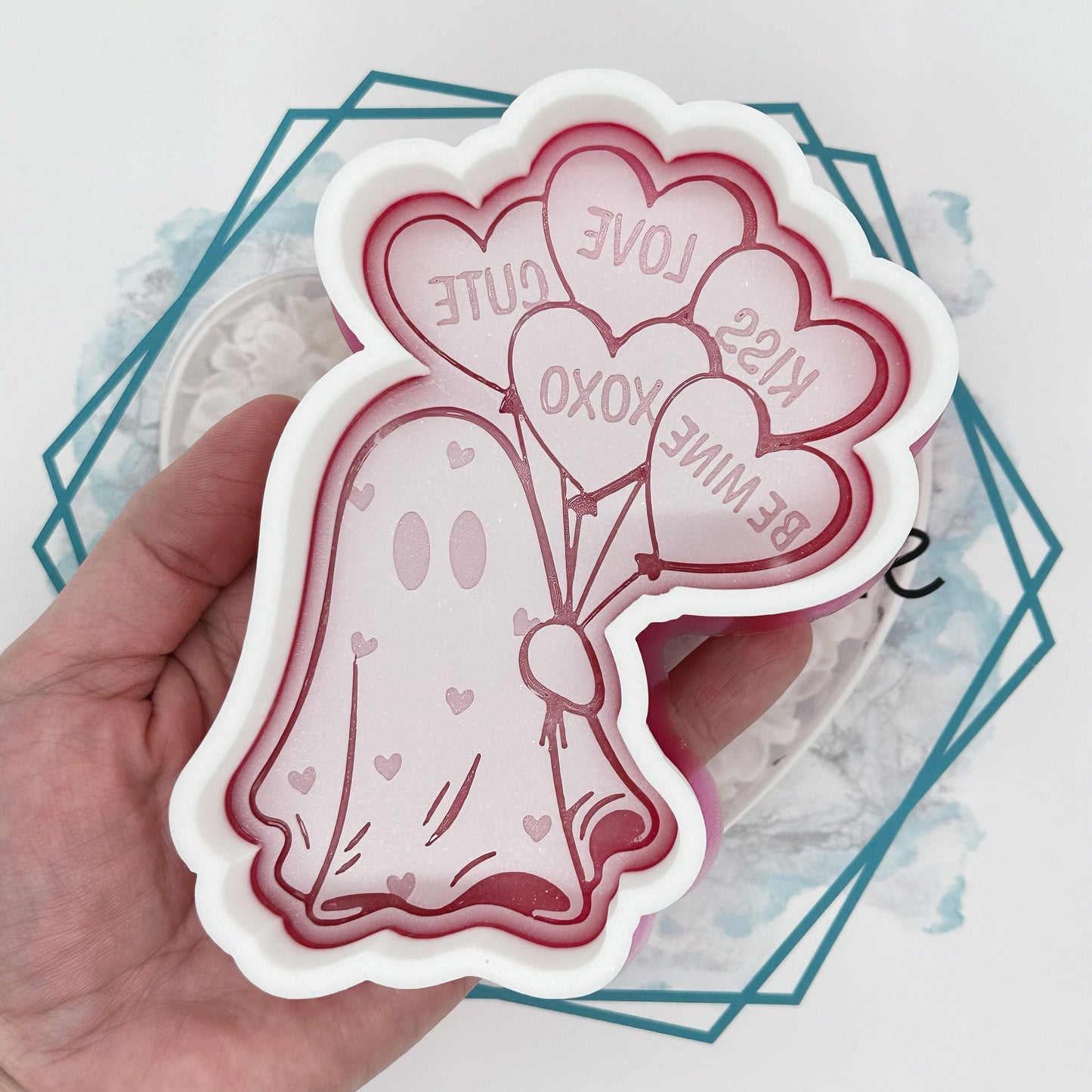 Valentine Ghost with Balloons Freshie Mold