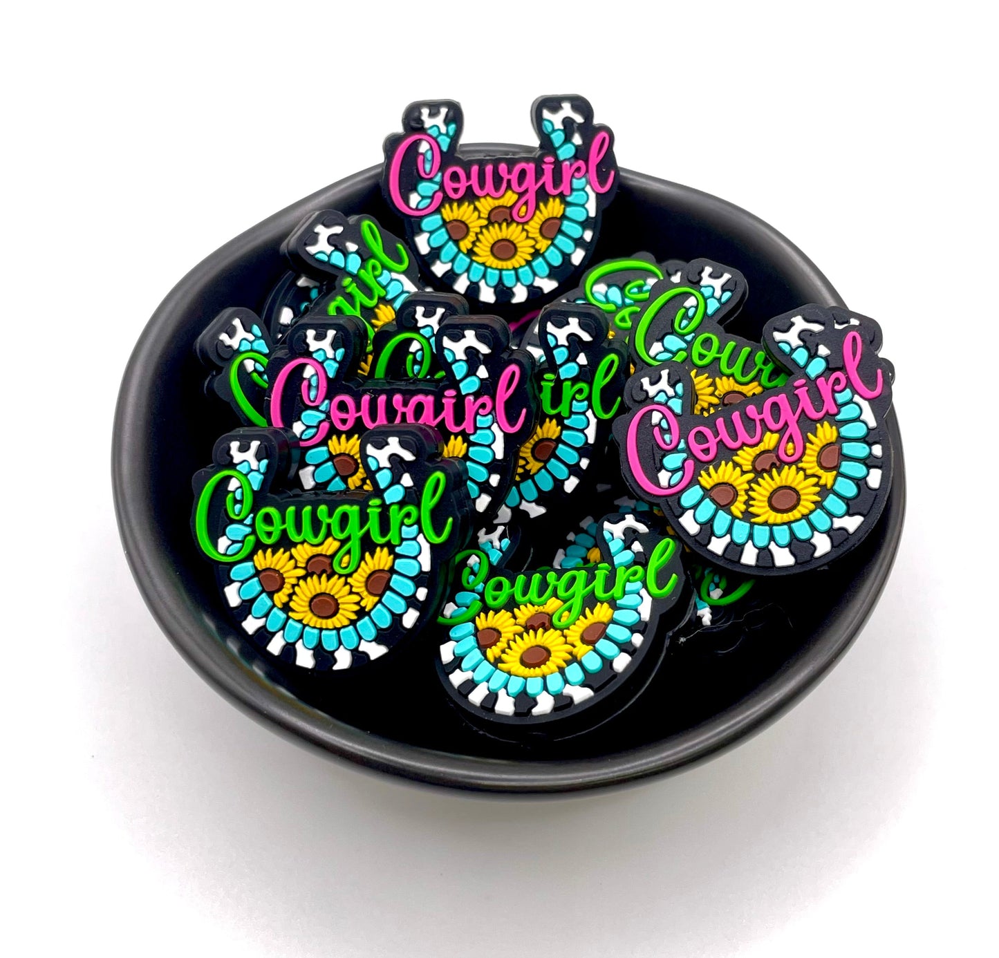 Cowgirl Sunflower Horseshoe Focal Bead