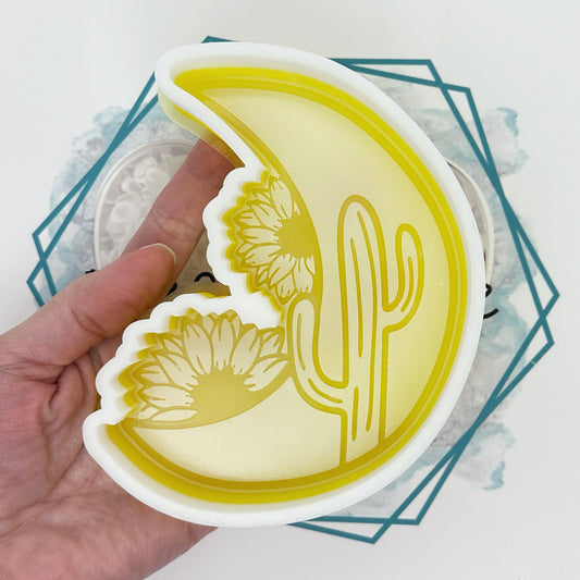 Crescent Moon with Sunflowers Freshie Mold