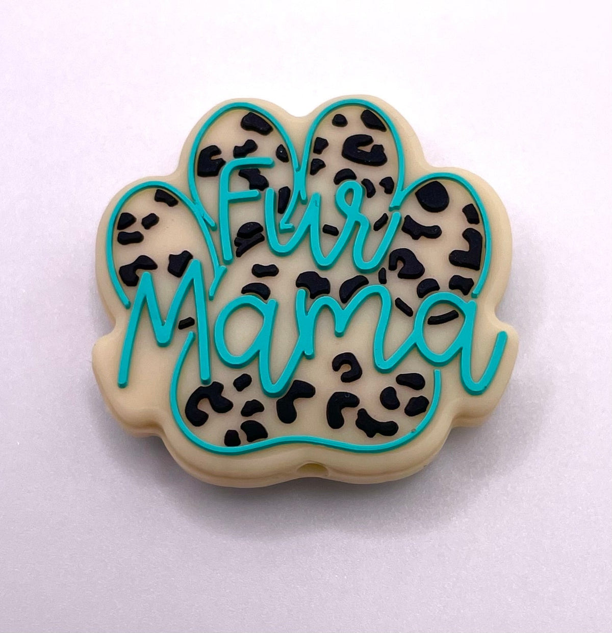Leopard Fur Mama Paw Print Focal Bead