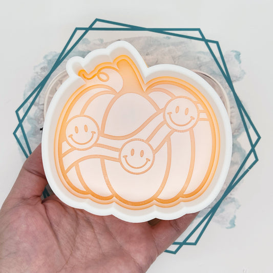 Groovy Pumpkin with Smileys Freshie Mold
