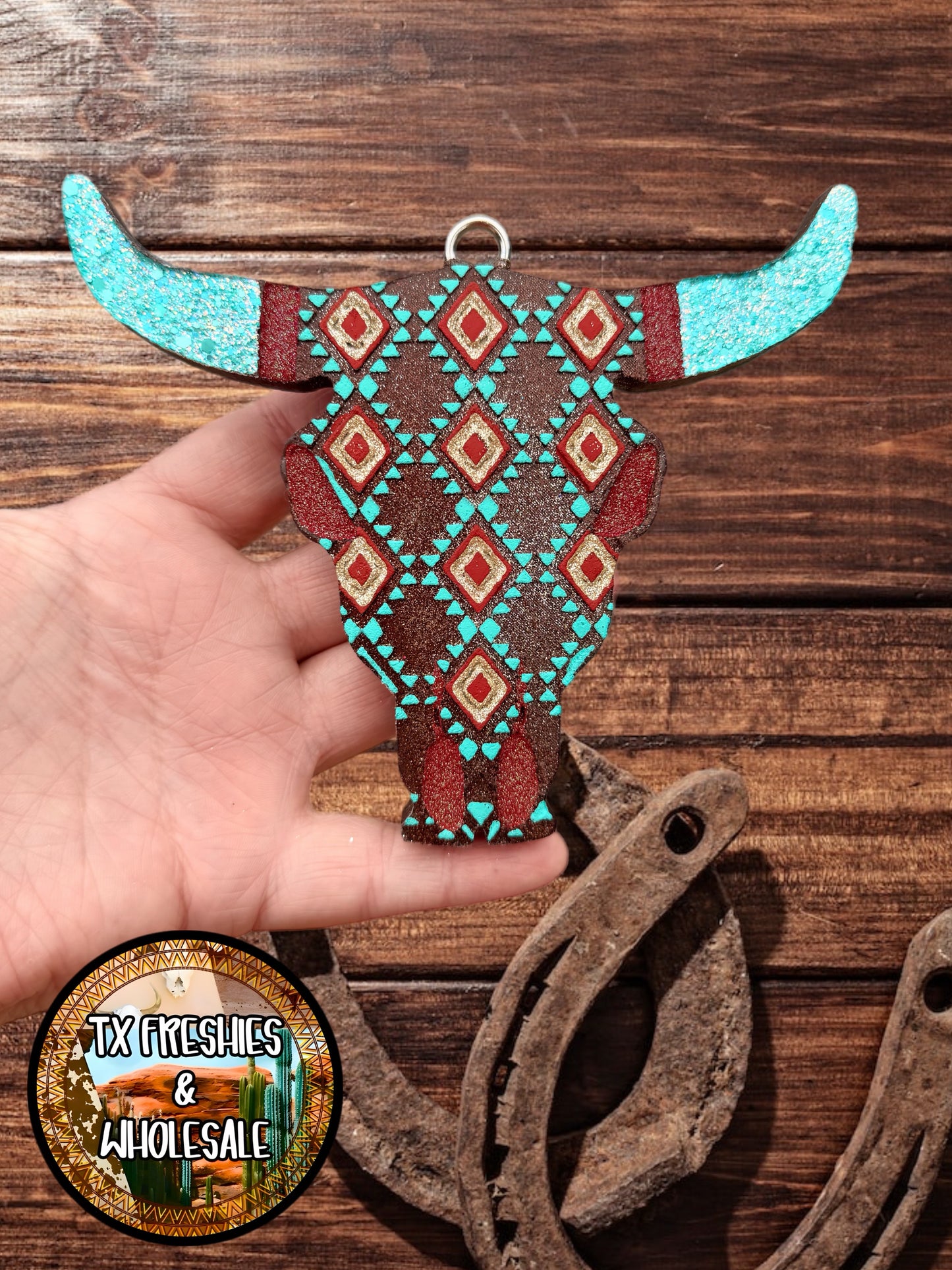 AZTEC BULL SKULL PAINTED CAR FRESHIE (YOU CHOOSE DESIGN)
