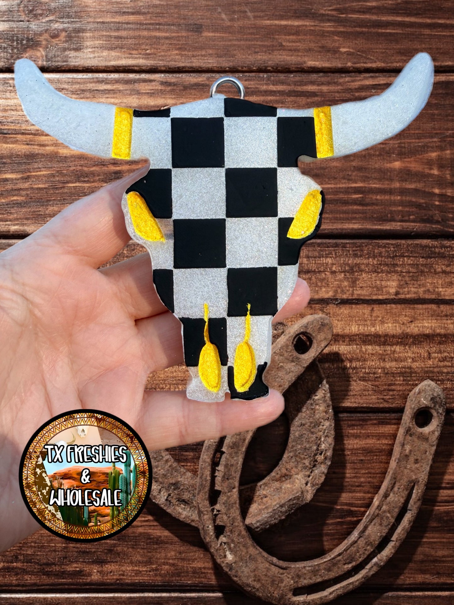 AZTEC BULL SKULL PAINTED CAR FRESHIE (YOU CHOOSE DESIGN)