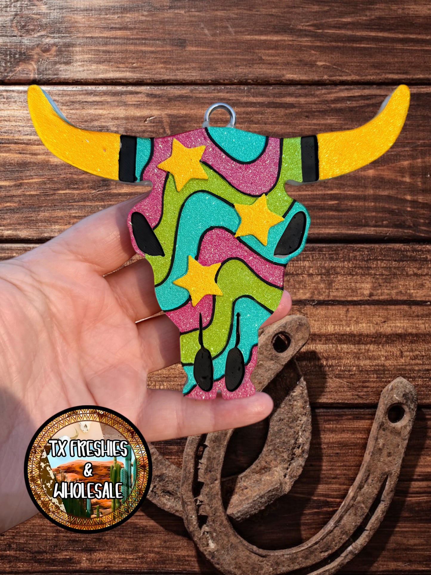 AZTEC BULL SKULL PAINTED CAR FRESHIE (YOU CHOOSE DESIGN)