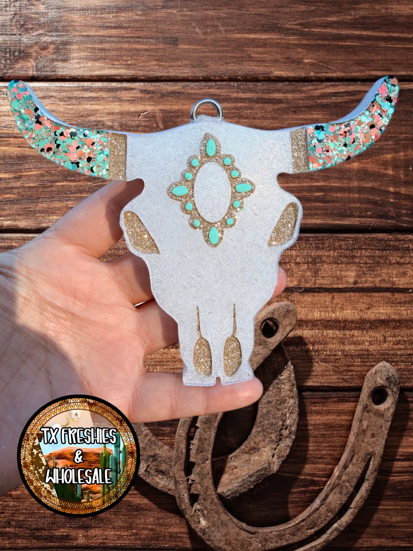 AZTEC BULL SKULL PAINTED CAR FRESHIE (YOU CHOOSE DESIGN)
