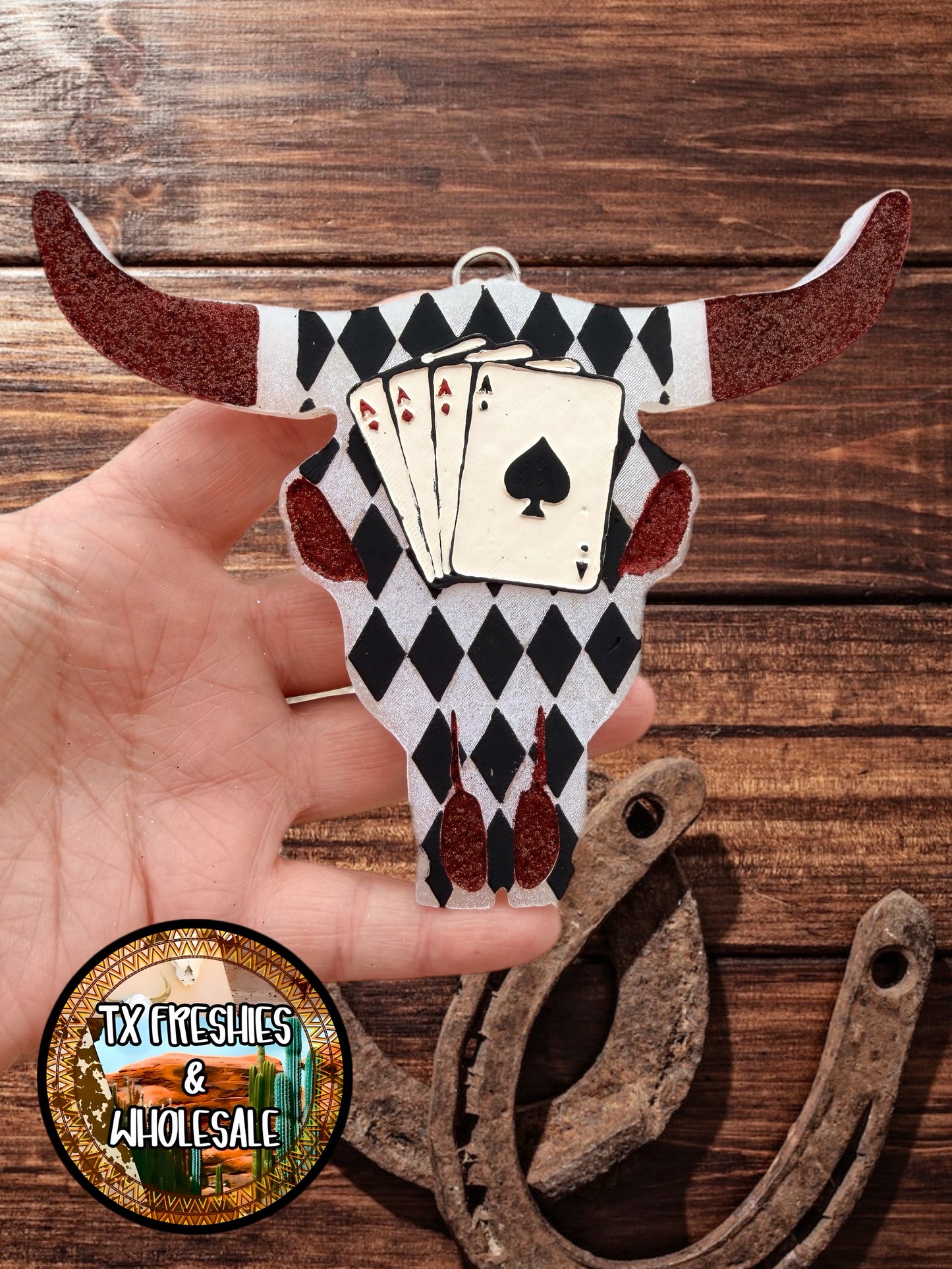 AZTEC BULL SKULL PAINTED CAR FRESHIE (YOU CHOOSE DESIGN)