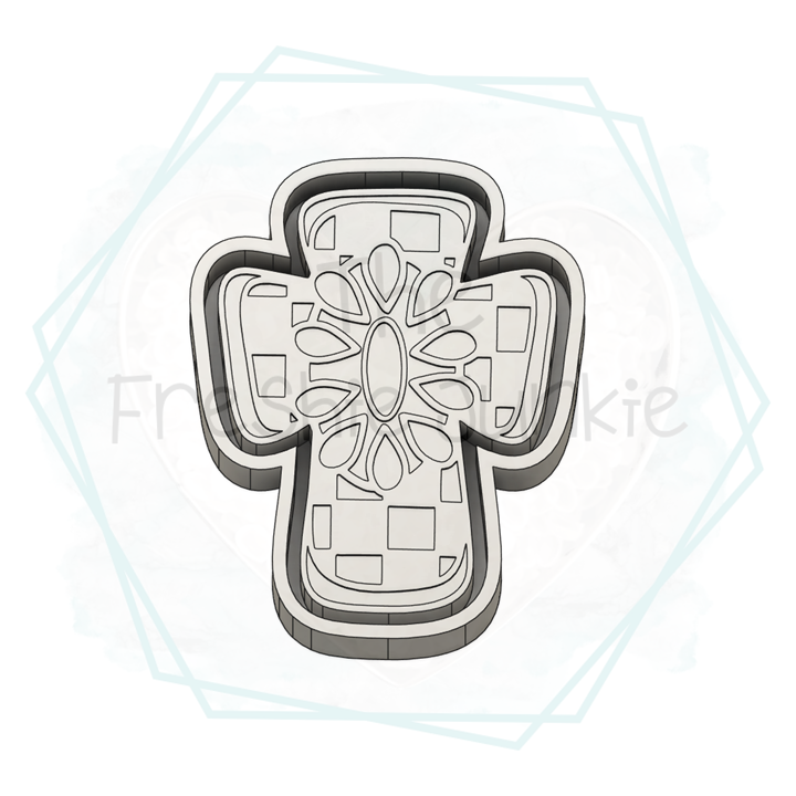 Checkered Concho Cross Freshie Mold