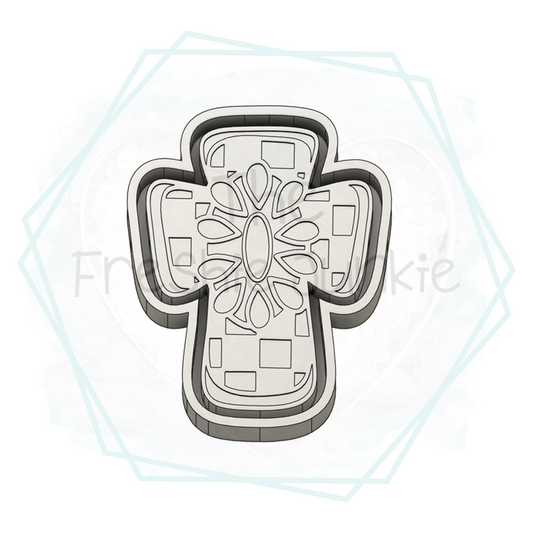 Checkered Concho Cross Freshie Mold