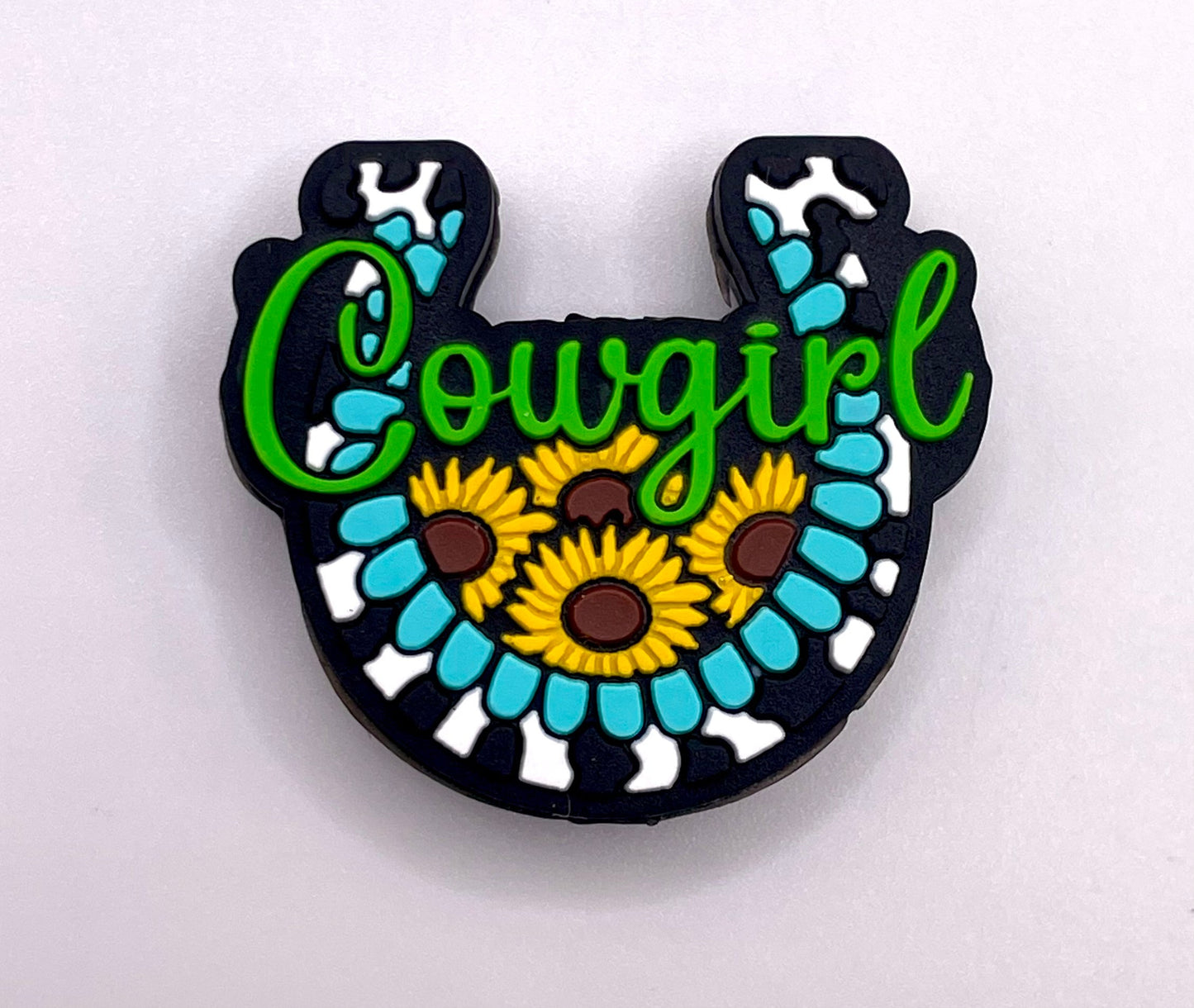 Cowgirl Sunflower Horseshoe Focal Bead