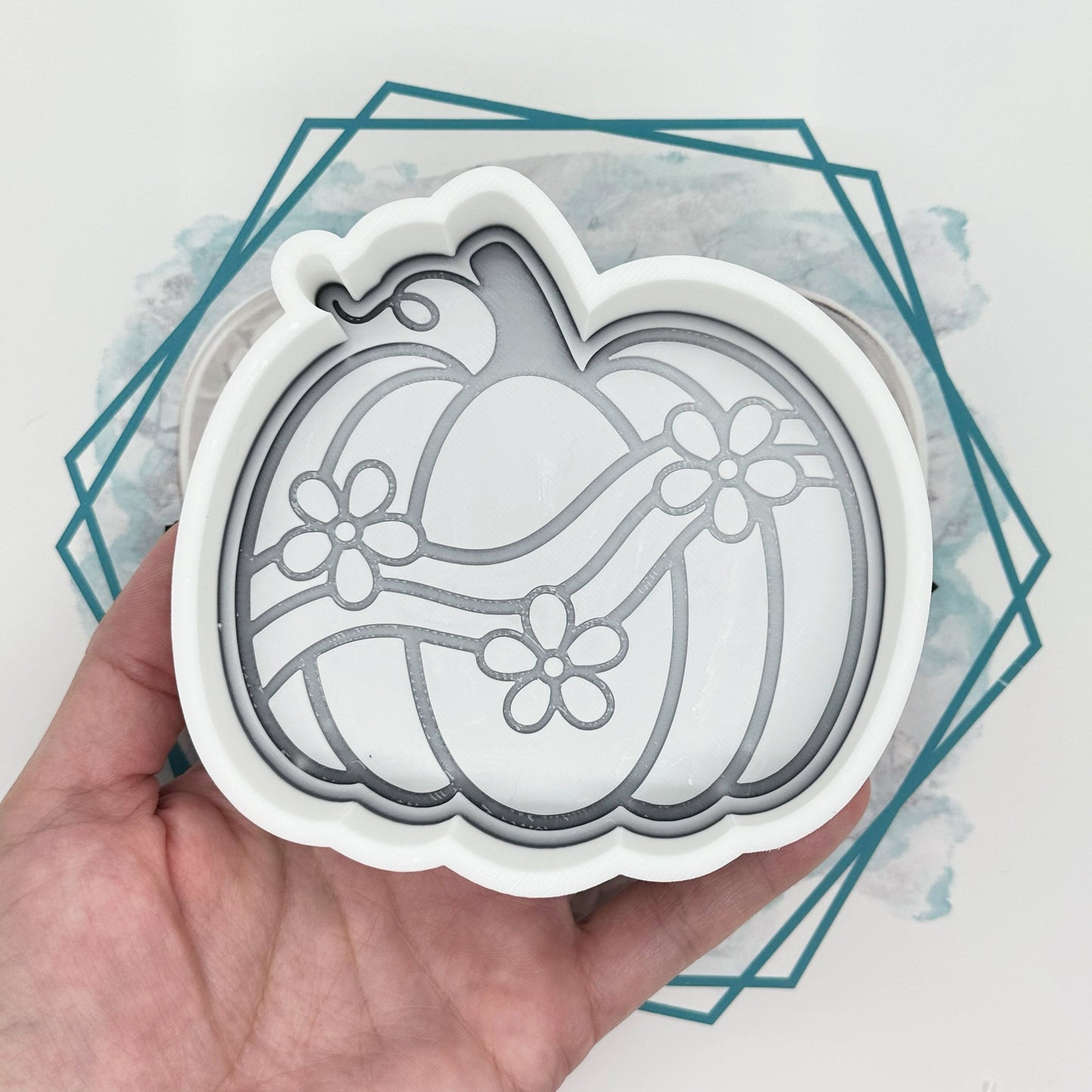 Groovy Pumpkin with Flowers Freshie Mold