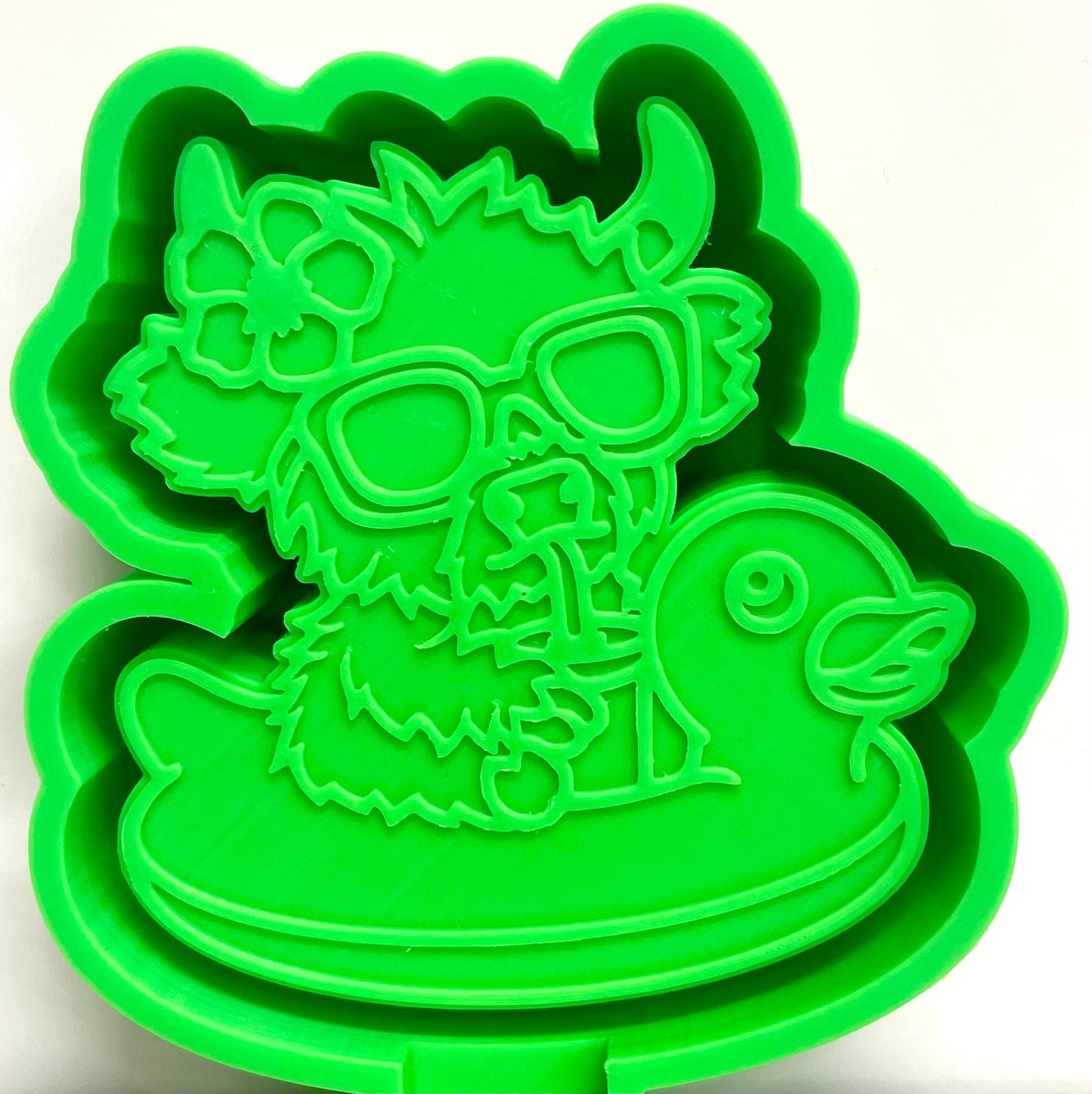 Highland Cow In Flamingo Floatie Mold
