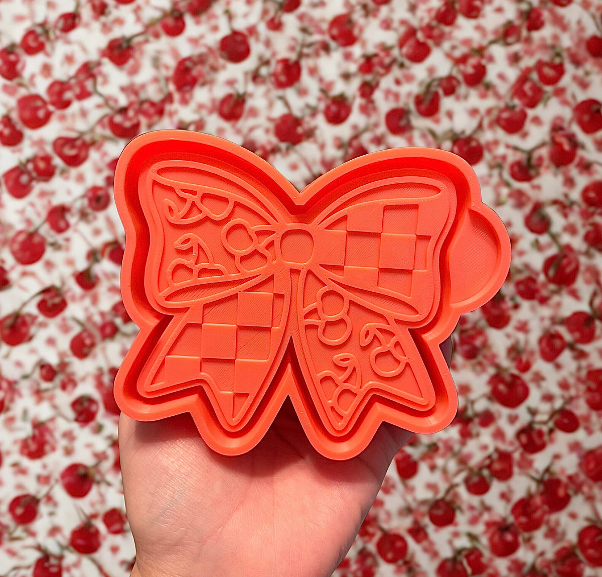 Cherries checkered bow