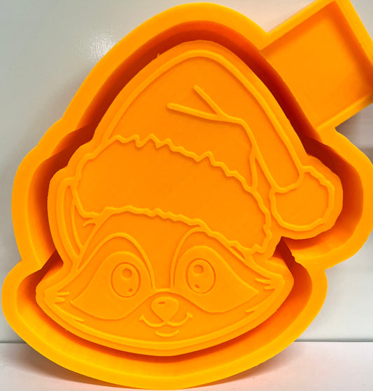 Raccoon with Christmas Santa Hat Mold