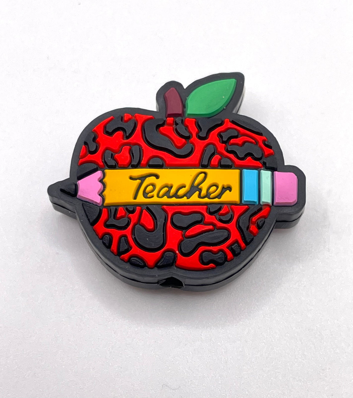 Leopard Print Apple Teacher Focal Bead