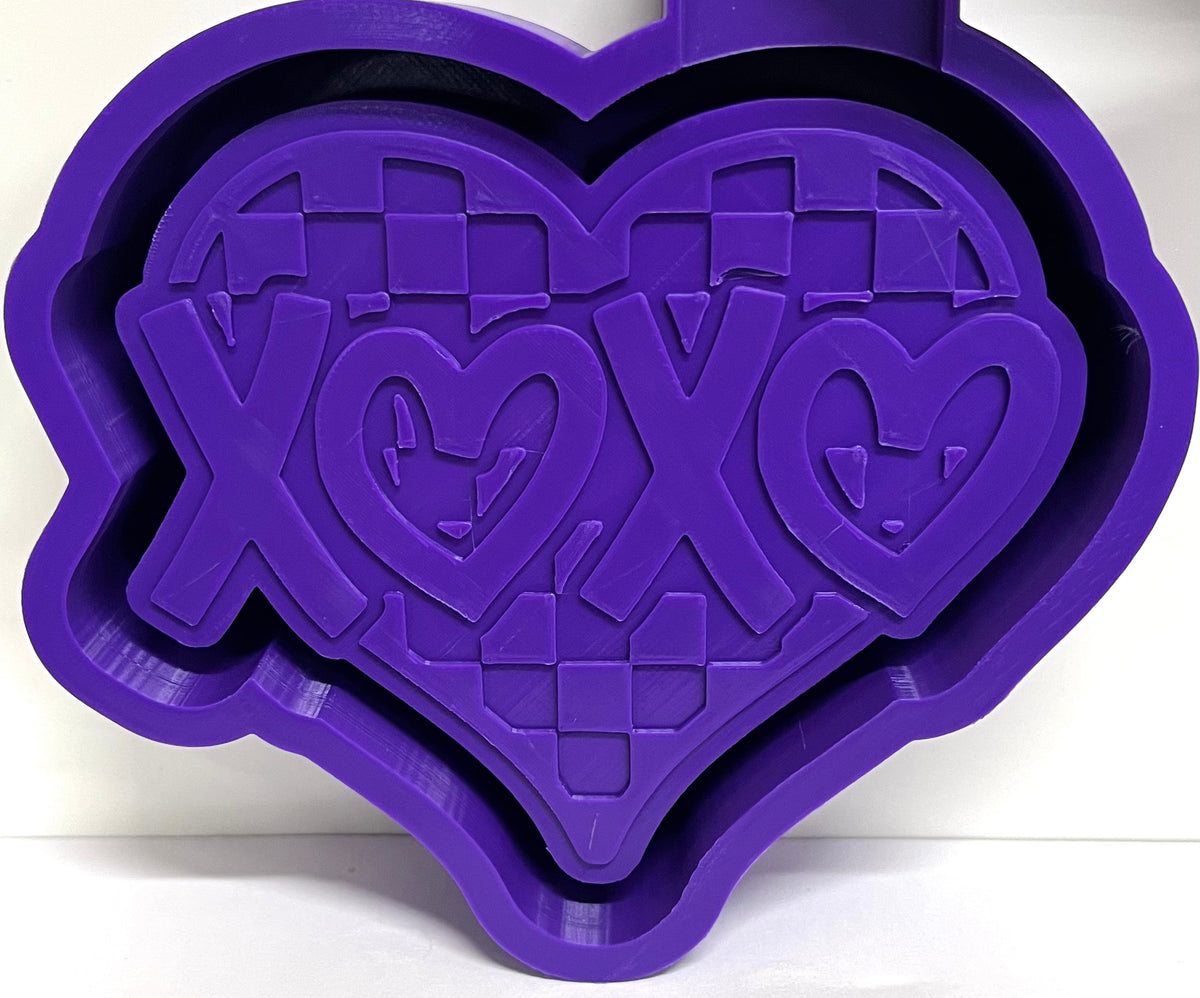 Checkered XOXO Heart Mold