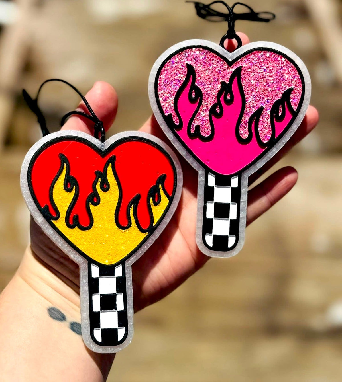 Fire Heart Checkered Sucker Mold