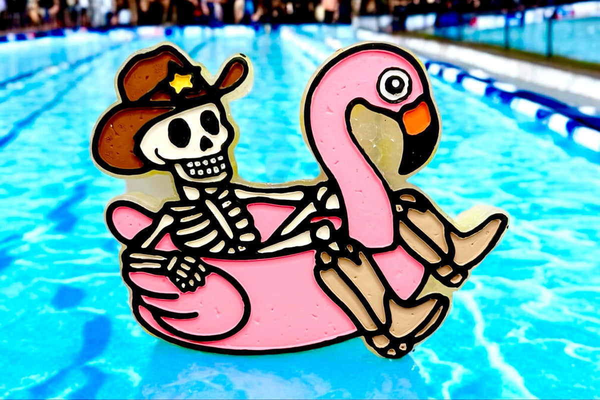 Cowboy Skeleton In Pool Floatie Mold