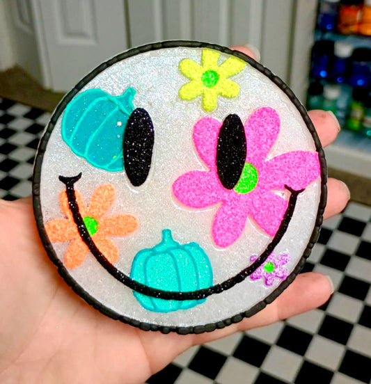 Pumpkins and Flowers Smiley Face Mold
