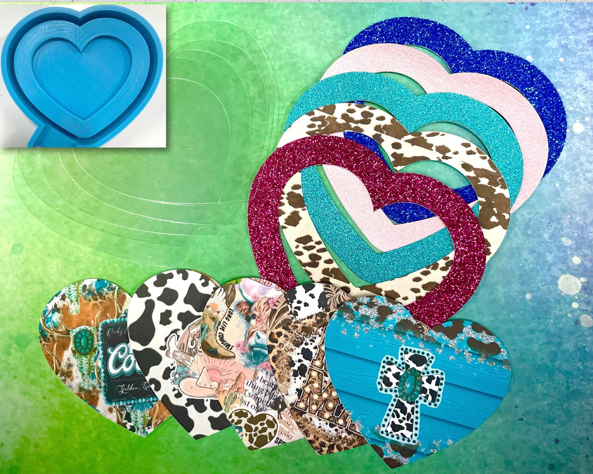 Heart Shaker Mold, Cardstock, & Sprinkle Bundle Kit