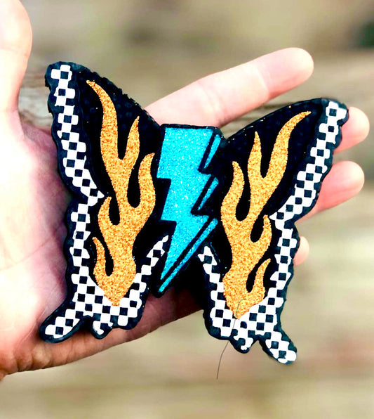 Checkered Lightening Bolt Butterfly Mold