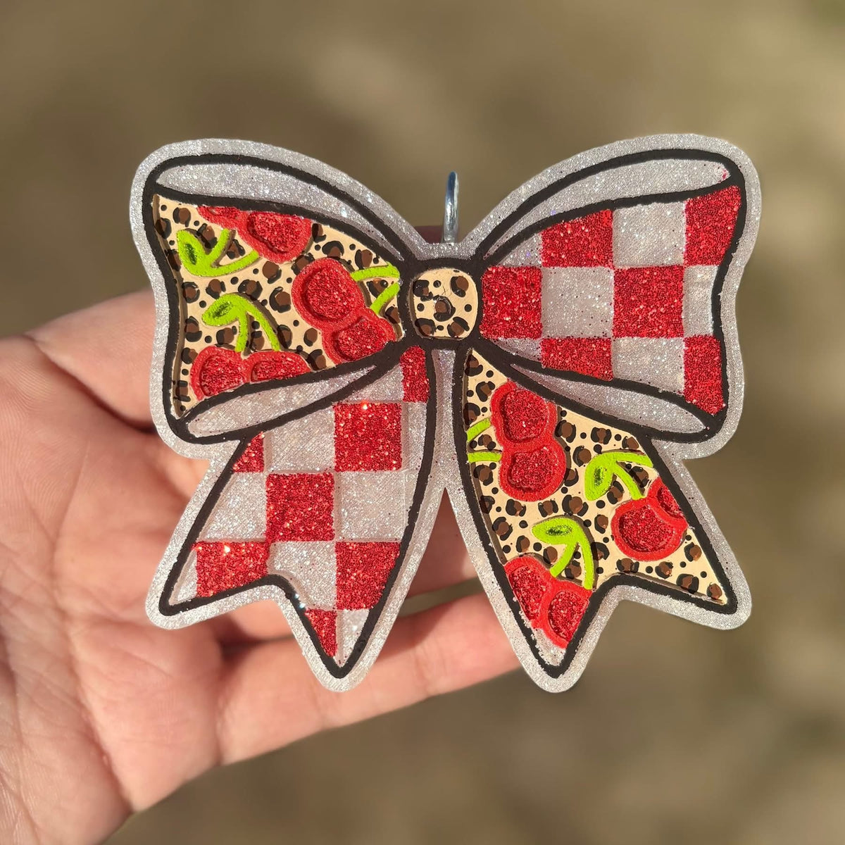 Cherries checkered bow