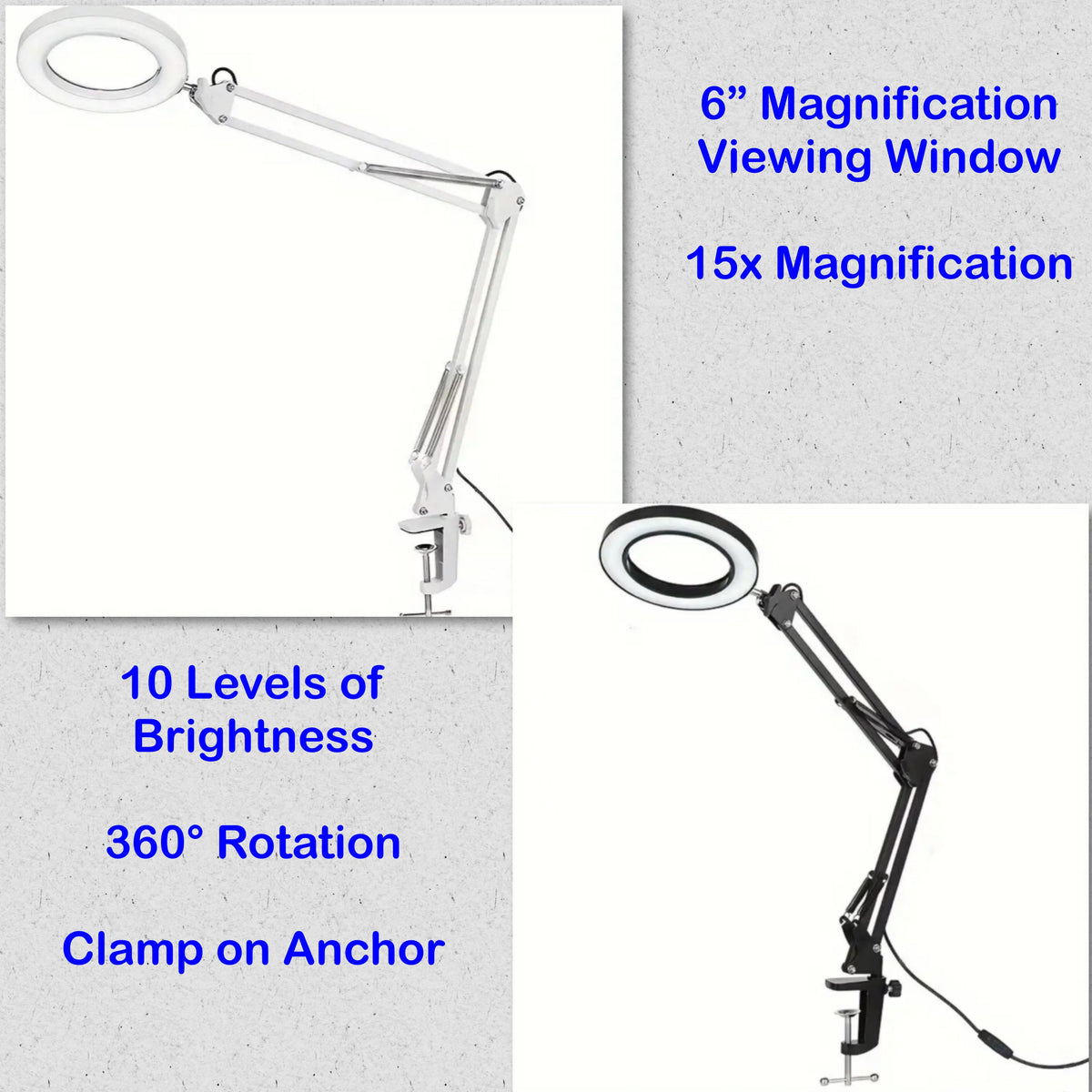 Magnifying LED Clamp On Light Lamp