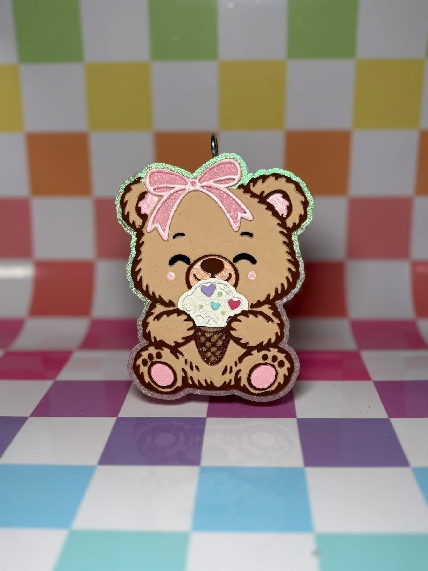 Cute bear holding ice cream