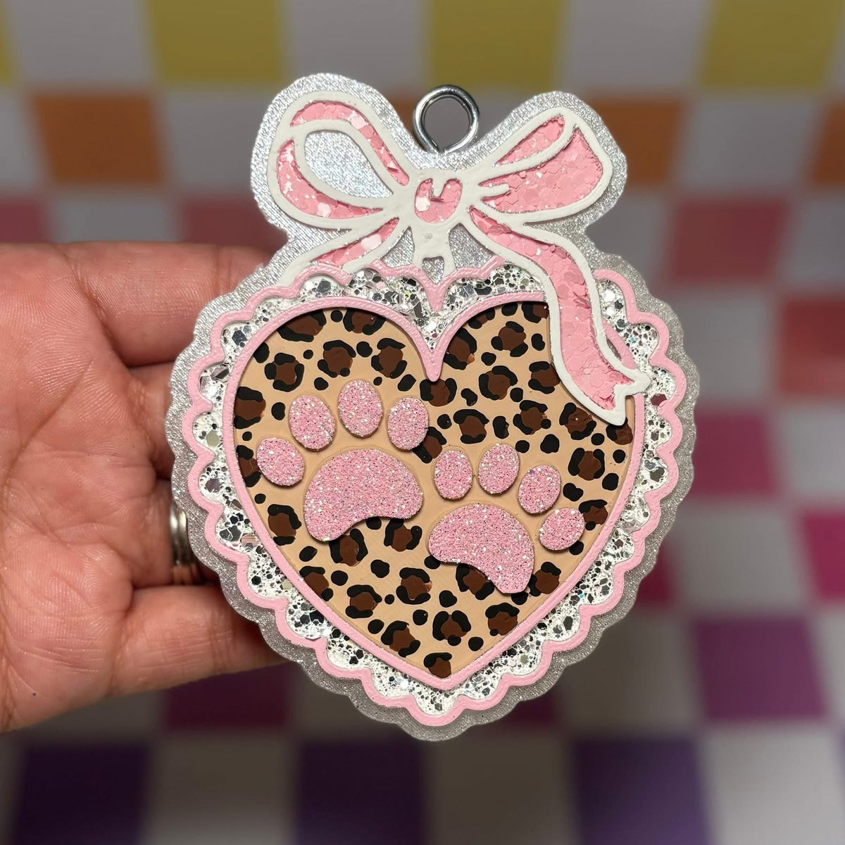Paw print frame with bow