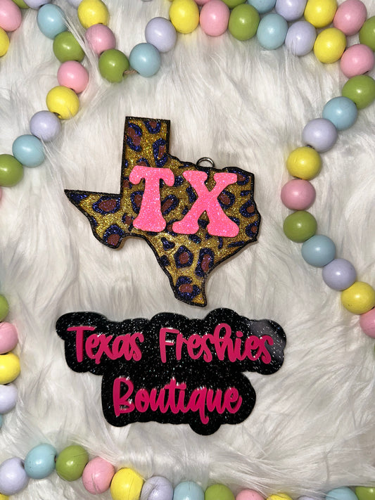 Texas TX Cheetah Print Car Freshie