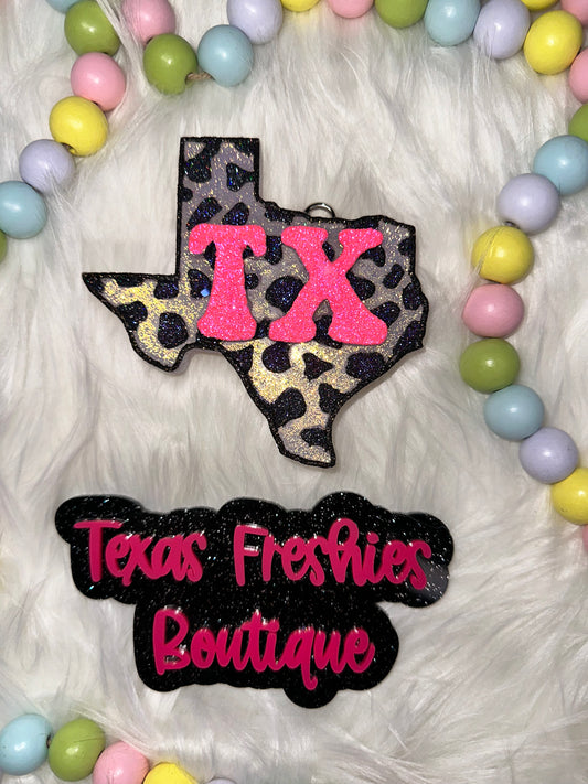 Texas TX Cow Print Car Freshie